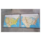 2- Vintage United States Maps 48"w