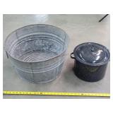 20" Galvenized Tub & Enamel Cooker