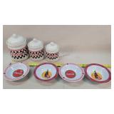 Coca-Cola Canister Set & 4 Cereal Bowls