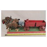 Felted Breyer Team Pulling Wagon