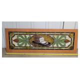 15x45" Stained Leaded Glass Featuring Bread