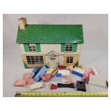 19" Tin Dollhouse & PLAYED Furniture