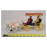Cast Iron Team with Covered 2 Seat Wagon