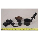 Cast Iron Water Pump, Coal Buckets, Car