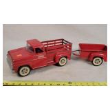Original Tonka Red Farm Pickup & Trailer Set