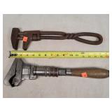 2- Antique Monkey Wrenches 16" - 1 is frozen up