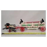 28" Cast Iron Triple Horse Drawn Fire Ladder Wagon