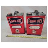2 FARM OYL-1 Gallon Oil Tins, full