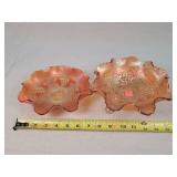 2- Carnival Glass Grape & Cable Bowls 7.5"