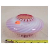 Fenton cranberry / white swirl Vase 6" Dia.