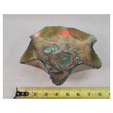 Fenton GREEN Grape & Leaves 8" ruffle bowl