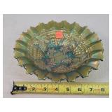 Northwood Grape & Cable 8" Green Ruffle Bowl