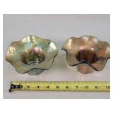2- Green Fenton Holly & Berry Dishes