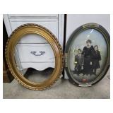 2- Oval Picture Frames, 1 w/ Bubble Glass, 22" T