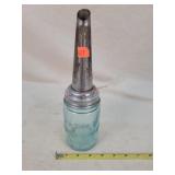 Vintage 1 Pint. Glass Jar w/ Oil Dispenser