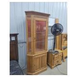 Oak Leaded Glass Corner Curio, 35W x 80H