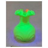 Fenton Custard Glass Vase 8"t (Uranium Glow)