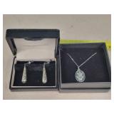 Franklin Mint Silver Knecklace & Other Earrings