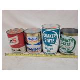 4- 1 Quart Tin Oil Cans, Empty