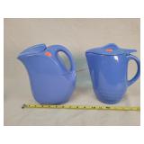 2- Blue Pitchers, 1 is marked Hall