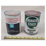 2- Sealed Tin 1 Quart Oil Cans