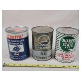 3- Sealed Tin / Composite 1 Quart Oil Cans