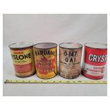4- Sealed Tin 1 Quart Oil / Engine Flush Cans