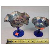 Blue Carnival Holly & Berry & Peacock Stem Bowls