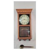 Oak Regulator Wall Clock, Battery, 12"W x 22"H