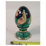 Limited Hand Painted Fenton Egg - Green / Quail
