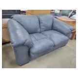 Blue Leather Loveseat  72"W x 39"D