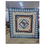 Hand Stitched Eagle Quilt & Pillow Case  80"W x