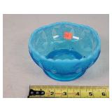 Fenton Art Glass beaded star and swag blue bowl