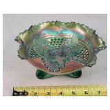 Fenton Green Carnival Grape Vine 8" Bowl