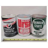 3- Sealed Tin 1 Quart Oil Cans