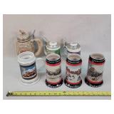 8- Beer Steins - Budweiser, Old Style, Avon