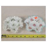 2- Hand Painted Fenton 5.5" Ruffle Bowls