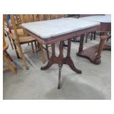 Antique Marble Top Side Table,  30"W x 28.5"H x