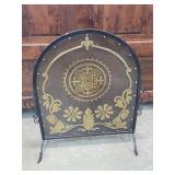 Bronze & Gold Metal Fireplace Screen Stand, 31"W