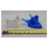 GLASS Scottie Dog & Blue Bird Paper Weight