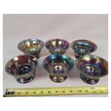 6 pc Set of Northwood Carnival Glass Berry Bowls