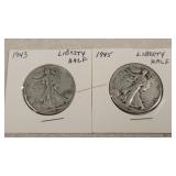 1943 & 1945 Walking Liberty Half Dollars