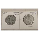 1943 & 1945 Walking Liberty Half Dollars