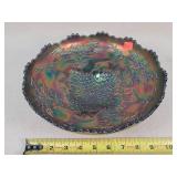 10" Fenton Carnival Glass Bowl - "Stag and Holly"