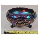 Northwood Grape & Cable Carnival Footed Bowl 8"