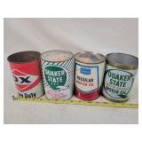 4- 1 Quart Tin Oil Cans, Empty