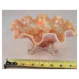 Cherry Dugan Peach Opalescent Carnival Bowl 8"