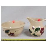 Watt Pottery 6" Pitcher & 7" Bowl - Nice