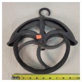 Antique 9" Steel Pulley - Cracked spoke