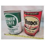 2- 10 Quart Oil/Fluid Tins, Sealed &Full